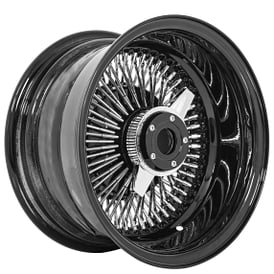 13x7" LA Wire Wheels Reverse 100-Spoke Straight Lace Chrome with Custom Black Accents Rims