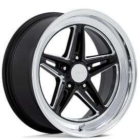 18" American Racing Wheels Vintage VN514 Groove Gloss Black Milled with Diamond Cut Lip Rims