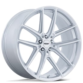 19" Staggered TSW Wheels TW006 Imola Gloss Silver with Machined Face Flow Formed Rims 