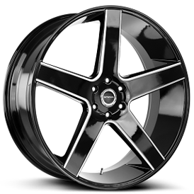 28" Strada Wheels Perfetto Gloss Black Milled Rims 