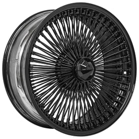 20x8" LA Wire Wheels FWD 150-Spoke Straight Lace Custom Full Gloss Black Rims 