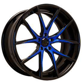 19" Lexani Forged Wheels LZ-102 Gloss Black with Blue Accents Rims