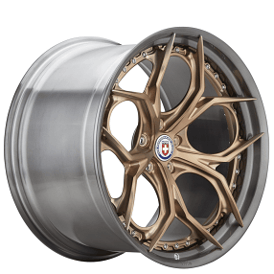 20" Staggered HRE Wheels S111SC Frozen Polished Champagne Center with Brushed Dark Clear Barrel Forged Rims