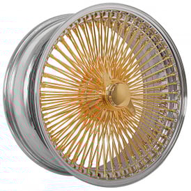 20x8" LA Wire Wheels FWD 150-Spoke Straight Lace Chrome with American Gold Plating Center Rims