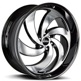 26" Strada Wheels Retro 6 Gloss Black with Machined Face Rims