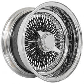 13x7" LA Wire Wheels Reverse 100-Spoke Straight Lace Chrome with Black Spoke Rims