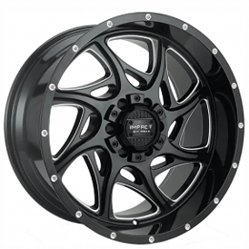 20" Impact Off-Road Wheels 832 Gloss Black with Milled Windows Rims