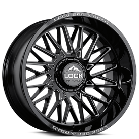 22" Lock Off-Road Wheels X-Treme Bandit Gloss Black Milled Rims