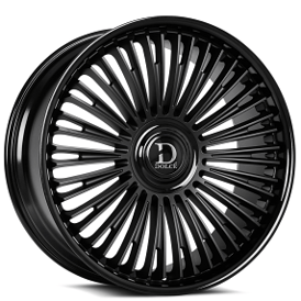 24" Dolce Luxury Wheels Razzo Matte Black Face with Gloss Black Lip Floating Cap Rims