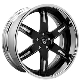 24" Lexani Forged Wheels LF-725 Aqua Gloss Black with Crystal Inserts and Chrome Lip Rims