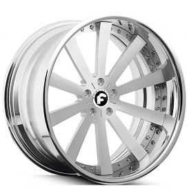 19" Forgiato Wheels Concavo Brushed Silver with Chrome Lip Forged Rims