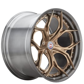 22" Staggered HRE Wheels S111SC Frozen Polished Champagne Center with Brushed Dark Clear Barrel Forged Rims