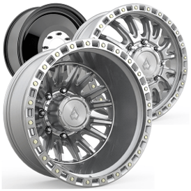 22" Arena Wheel Co A103 Mission Dually Gloss Silver Machined Off-Road Rims