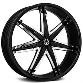 22x8" Massiv Wheels 923 Spline Black with Chrome Accents Rims
