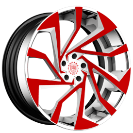 19" Staggered Lexani Forged Wheels LZ-775 Magnus White and Red 2-Tone Face with Chrome Lip Rims