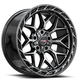 22" Vortek Off-Road VRP-504 Enzo Black with Diamond Cut and Dark Tint Rims    