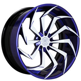 22" Staggered Lexani Forged Wheels LZ-770 Static White Face with Dark Purple Accents and Lip Rims