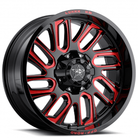 20" Luxxx HD Wheels LHD18 Gloss Black with Red Milled Off-Road Rims