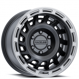 18" Raceline Wheels 957BS Halo Satin Black with Silver Ring Off-Road Rims