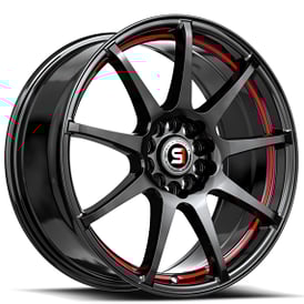 18" SPEC-1 Wheels SP-67 Gloss Black with Red Line Rims 