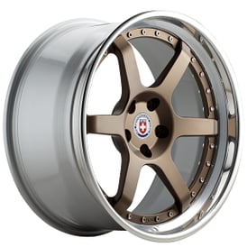 20" HRE Wheels C106 Satin Bronze Center with Polished Clear Outer and Gloss Silver Inner Forged Rims