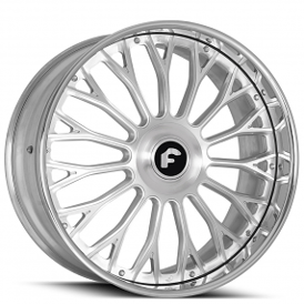 19" Forgiato Wheels NB6 Brushed Silver with Chrome Lip XL Floating Caps Forged Rims