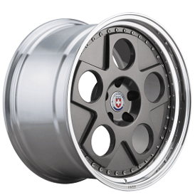 19" Staggered HRE Wheels 454 Gloss Charcoal Center with Polished Clear Barrel Forged Rims
