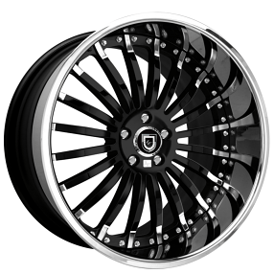 22" Lexani Forged Wheels  LF-714 Gloss Black with Chrome Accents Face and Lip Rims
