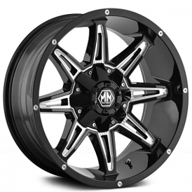 17" Mayhem Wheels 8090 Rampage Black with Milled Spokes Crossover Rims
