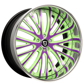26" Lexani Forged Wheels LF-713 Green and Purple Face with Chrome Lip Rims