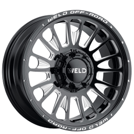 22" Weld Off-Road Wheels Scorch W121 Gloss Black Milled Rotary Forged Rims