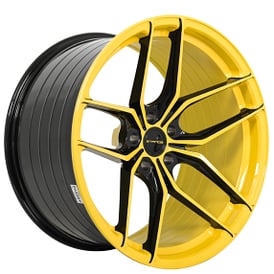 19" Stance Wheels SF03 Custom Gloss Black with Yellow Face Flow Formed Rims 