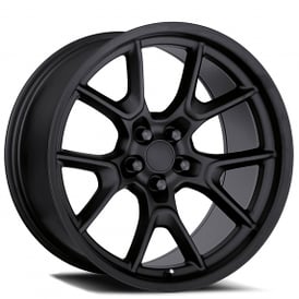 20" Staggered Dodge Anniversary Wheels FR 66F Satin Black OEM Replica Flow Form Rims