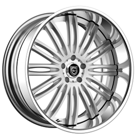 20" Staggered Lexani Forged Wheels LF-758 Bison Brushed Silver Face with SS Lip Rims