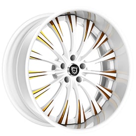 22" Staggered Lexani Forged Wheels LF-762 Rogue Gloss White with Brushed Gold Accents Rims