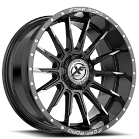 22" XF Off-Road Wheels XF-247 Gloss Black Machined Rims