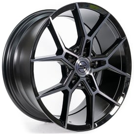 20" Select Precision Alloys Wheels S102 Alpine Gloss Black Brushed DDT with Face Clear Rims 