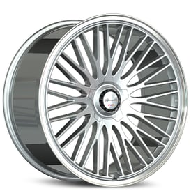 21" Gianelle Wheels Aria Gloss Silver with Polished Lip Flow Formed Spindle Cap Rims