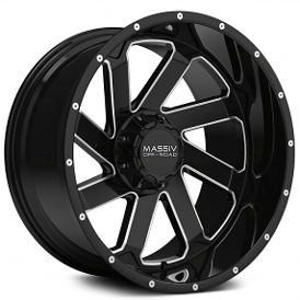 20" Massiv Off-Road Wheels OR4 Gloss Black with Milled Accents and Rivets Rims