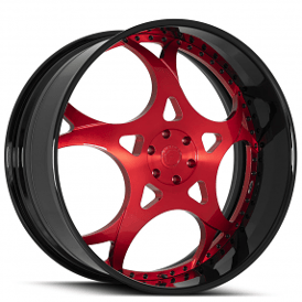 21" Forgiato Wheels Rueda Red Face with Gloss Black Lip Forged Rims