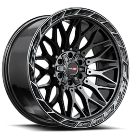 20" Vortek Off-Road VRP-503 Inferno Black with Diamond Cut Ring and Dark Tint Rims   