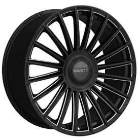 22" Ravetti Wheels M17 Black Milled Floating Cap Rims