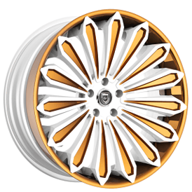 24" Lexani Forged Wheels LZ-757 Crypto White Face with Brushed Gold Accents and Lip Rims