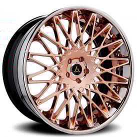 21" Staggered Artis Forged Wheels Monza Brushed Rose Gold Face with Chrome Lip Rims