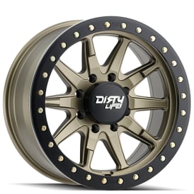 17" Dirty Life Wheels DT-2 9304 Satin Gold with Simulated Beadlock Ring Off-Road Rims