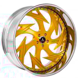 19" Staggered Artis Forged Wheels Atomic Brushed Gold Face with Chrome Lip Rims