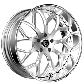 19" Staggered Lexani Forged Wheels LF-750 Bulgari Brushed Silver Face with SS Lip Rims