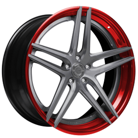 19" Lexani Forged Wheels LZ-105 Graphite Face with Anodized Red Lip Rims
