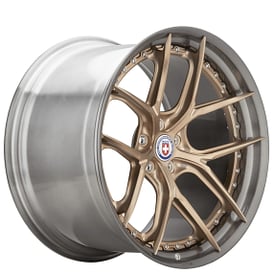 21" Staggered HRE Wheels S101SC Frozen Polished Champagne Center with Brushed Dark Clear Barrel Forged Rims