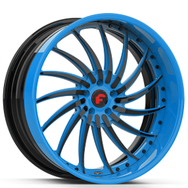 19" Forgiato Wheels Wade FF 2-Tone Ocean Blue with Gloss Black Accents Forged Rims 